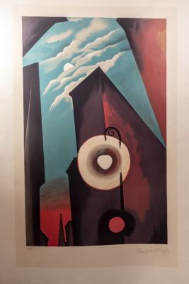 Georgia O'Keeffe (1887-1986). ג'ורג'יה או'קיף (1887-1986), ניו יורק עם ירח, ליטוגרפיה. מידות 