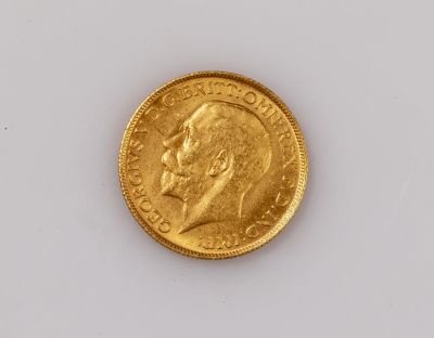 מטבע סוברין אנגלי, זהב 22K, שנת 1914. משקל: 7.99 גרם.
