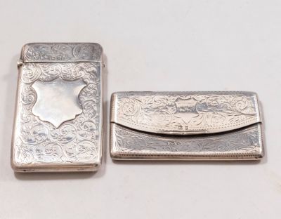 קופסאות כסף לכרטיסים, ברמינגהם, 1906. לוט 2 קופסאות כסף אנגליות לכרטיסים, ברמינגהם, 1906. 