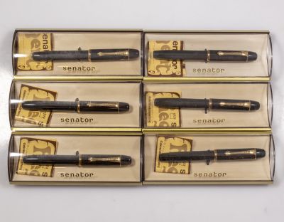 עטים נובעים, Senator Regent. לוט 6 עטים נובעים תוצרת Senator דגם Regent, צבע שחור וציפוי זהב 