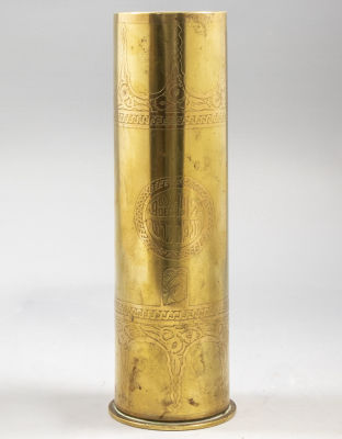 פגז פליז מעוטר, בצלאל. פגז פליז תוצרת קבוצת אילה (בוגרי בצלאל), מזכרת מכיבוש ירושלים (Trench 