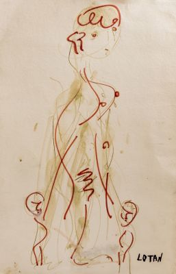 יונה לוטן (1926-1998). מקבץ 11 ציורים של יונה לוטן (1926-1998). טכניקות, גדלים ומצבים שונים. 