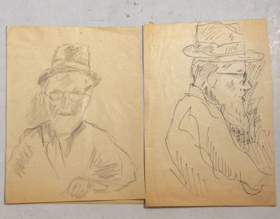 מירון סימה, רישומים. מיוחס למירון סימה (1902-1999), לוט 25 רישומים, עיפרון ועט על נייר. גדלים 