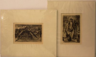 אמן לא ידוע, מחנות המעצר בקפריסין. אמן לא ידוע, לוט שלושה תחריטים, מחנות המעצר בקפריסין 