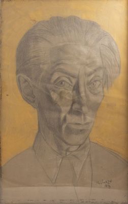 גרגואר מישונז (1902-1982), דיוקן, טכניקה מעורבת על נייר, 50X32 ס"מ, חתום ומתוארך 1943. פגמים קלים.