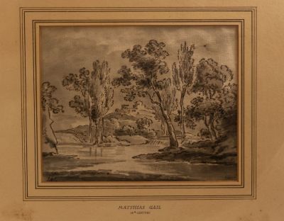 Matthias Joseph Gail (1796-1866). מתיאס יוסף גייל (1796-1866), עצים, צבעי מים על נייר, 18X23 