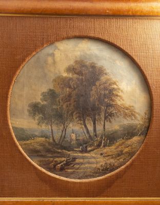 אמן לא ידוע, צועדות במעלה ההר, שמן על בד, 40X39 ס"מ, לא חתום.