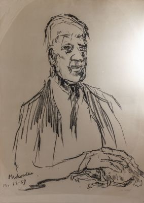 אוסקר קוקושקה (1886-1980), דיוקן עצמי, ליטוגרפיה, 1969, 74.5X53 ס"מ, חתומה, וממוספרת 104/200.
