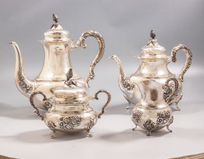 סט קפה גרמני מכסף, Otto Wolter. סט קפה גרמני מכסף סטרלינג תוצרת Otto Wolter, Schw&auml;bisch Gm&uuml;nd. 