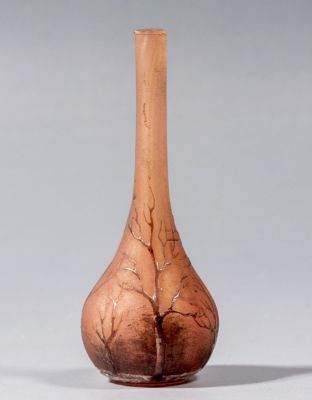 אגרטל זכוכית מיניאטורי, Daum Nancy. אגרטל זכוכית קמאו (p&acirc;te-de-verre) מיניאטורי תוצרת Daum Nancy 