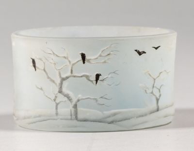 אגרטל זכוכית מיניאטורי, Daum Nancy. אגרטל זכוכית קמאו (p&acirc;te-de-verre) מיניאטורי תוצרת Daum Nancy 