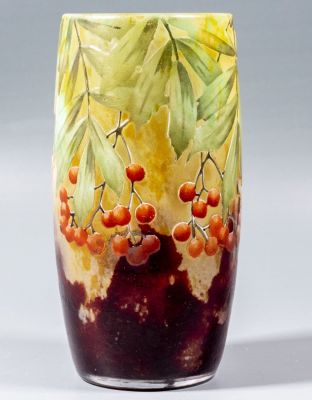 אגרטל זכוכית קמאו, Daum Nancy. אגרטל זכוכית קמאו (p&acirc;te-de-verre) תוצרת Daum Nancy, צרפת, 1900 