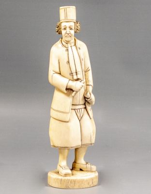 פיגורה צרפתית מגולפת. פיגורה איכותית מגולפת, צרפת, ככה"נ מאזור Dieppe, המאה ה-19, מעוצבת בדמות 