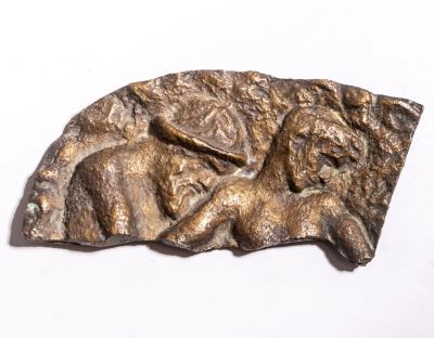 יעקב שטיינר, תבליט ברונזה. יעקב שטיינר, צעיר וזקן, 1946, תבליט ברונזה, 9X18.5 ס"מ, חתום ומתוארך 