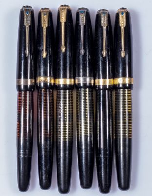 עטים נובעים, Parker Vacumatic Blue Diamond. לוט 6 עטים נובעים תוצרת Parker דגם וקומטיק יהלום 