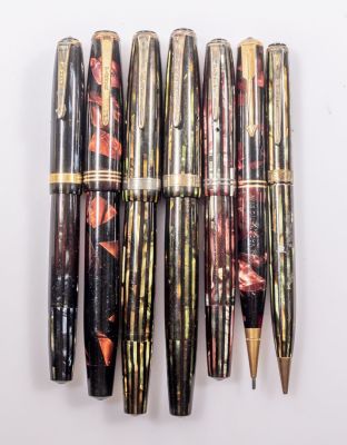 עטים נובעים ועפרונות, Parker Duofold. לוט 7 עטים תוצרת Parker, דגם דואופולד (כולל Chandler 