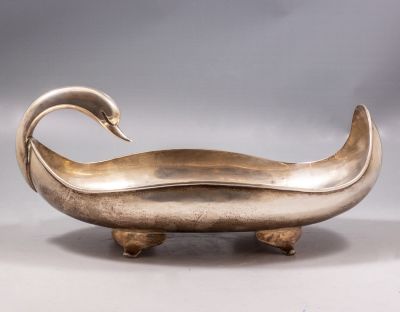 סנטר פיס מקסיקני מכסף סטרלינג תוצרת C. Zurita. ידית מעוצבת בצורת ברבור. אורך: 40 ס"מ, רוחב: 27 