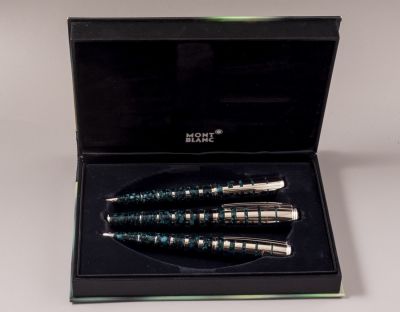 סט עטים, Montblanc George Bernard Shaw, מהדורה מוגבלת. סט עט נובע, עט כדורי ועיפרון מכאני תוצרת 