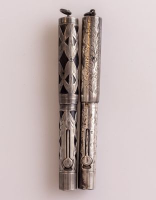 עטים נובעים, Waterman's 452 1/2 V, כסף סטרלינג. לוט 2 עטים נובעים, Waterman's 452 1/2 V ring top 