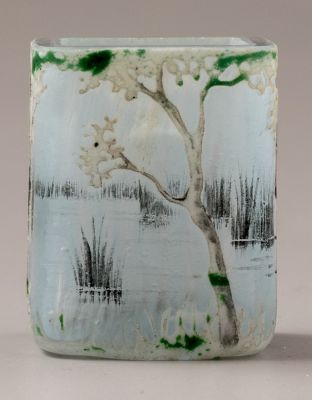 אגרטל זכוכית מיניאטורי, Daum Nancy. אגרטל זכוכית p&acirc;te-de-verre מיניאטורי תוצרת Daum Nancy, צרפת 