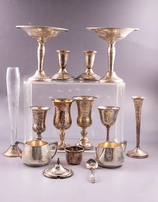 כלי כסף, מקורות שונים. לוט כלי כסף, מקורות ויצרנים שונים, כולל הצורפים, Gorham, B & M ועוד. כולל 