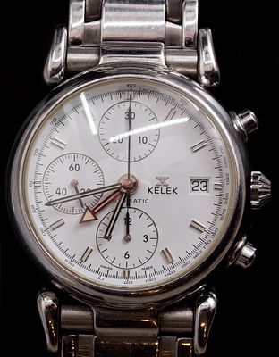 שעון יד, Kelek Chronograph. שעון יד אוטומטי לגבר, Kelek, כרונוגרף. רפרנס: 7752-01A. קוטר הקופסה: 