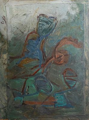 יוסף הלוי (1923-2009), ללא כותרת, שמן על בד מוצמד לקרטון, 31X41 ס"מ, חתום. פגמים זעירים 