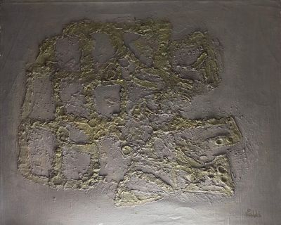 ישראל פלדי (1892-1979), אבסטרקט, שמן על בד, 65X80.5 ס"מ, חתום. סדקים וקילופי צבע. מקור: אוסף 