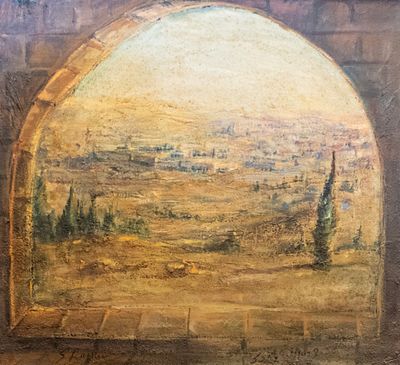 צבי רפאלי (1924-2005), נוף ירושלים, שמן על בד, 91X99 ס"מ, חתום.