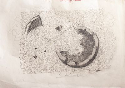 שלום סבא (1897-1975). שלום זיגפריד סבא (1897-1975), סוריאליזם, עיפרון על נייר, 21X29.5 ס"מ, חתום.