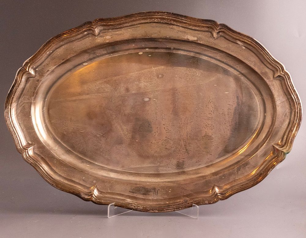 Silver Tray, Germany. German 800 silver tray, 54.5X38 cm, 1570g, hallmarked.