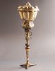 German Silver Goblet. German silver lidded goblet. Decorated with reliefs and lion heads. The Image - 2
