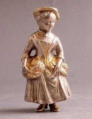 German Silver Figurine, Augsburg. 19th century German (Augsburg) silver figurine/spice box. 