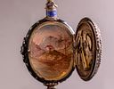 Viennese Silver & Enamel Table Clock. Enameled silver table clock, Austria, 19th century. On a Image - 6