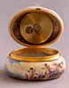Viennese Enameled Snuff Box with Integrated Clock. 19th century Austrian Enameled Snuff Box with Image - 1