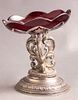 Silver and Crystal Tazza. 19th century German Biedermeier tazza with a 13 silver base and a Image - 2