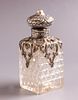 English Glass & Silver Bottle. English Victorian glass and silver perfume/ liqueur bottle. Image - 1