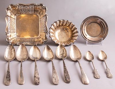 Silver Items, Various Origins. Lot of silver items, various origins including Alt-Wien, England 