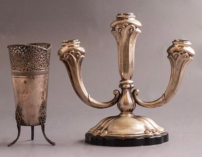 Silver Items, Various Origins. Lot of 2 silver items, various makers, including: * Three 