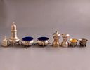 Silver Items, Various Origins. Lot of 8 silver items, various origins including salt and pepper Image - 1