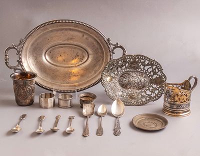 Silver Items. Lot of 15 silver items, various origins including Germany, Israel, Poland and 