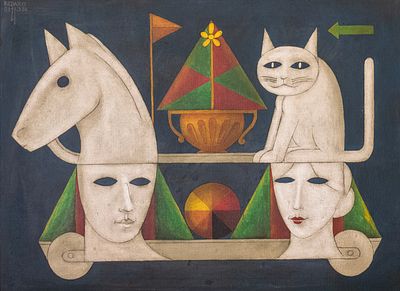 Dan Kedar (1929-2008), Surrealism, oil on canvas, 54X73 cm, Signed.