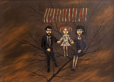 Dan Kedar (1929-2008), Family, 1967, oil on canvas, 24X33 cm, Signed and dated.