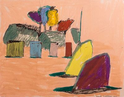 Menashe Kadishman (1932-2015), Landscape, 1973, mixed media on paper, 25.5X33 cm, signed and dated.
