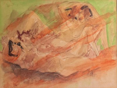 Marcel Janco (1895-1984), Naked Women, watercolors on paper, 29X22 cm, Signed.