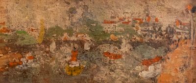 Oil Painting, Untitled. Unknown artist, Untitled, oil on masonite, 11X26 cm. Not examined out of