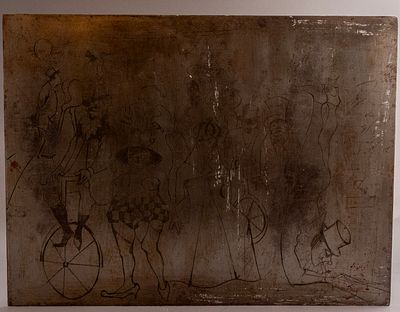 Gerty Rubinstein (1947-2001), Lot of 6 copper printing plates, Figures and animals, 14X20-30X40 cm.
