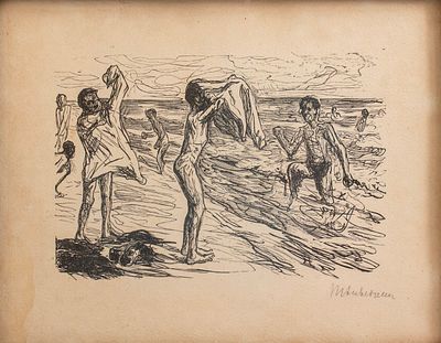 Max Liebermann (1874-1935), Badende Knaben beim Hemdanziehen (Bathing boys putting on shirts)