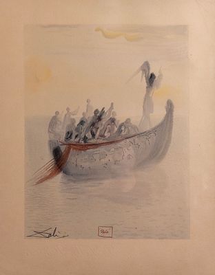 Salvador Dali (1904-1989), "The Ship of Souls", colored woodcut, sheet's dimensions: 33X26 cm