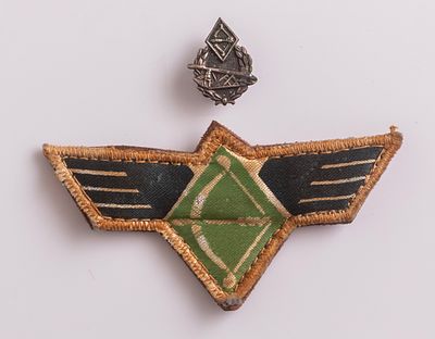 סיכות, גדנ"ע אוויר. לוט 2 סיכות, גדנ"ע אוויר, כולל סיכת פליז ותג בד עם סמל גדנ"ע אוויר הראשון. 